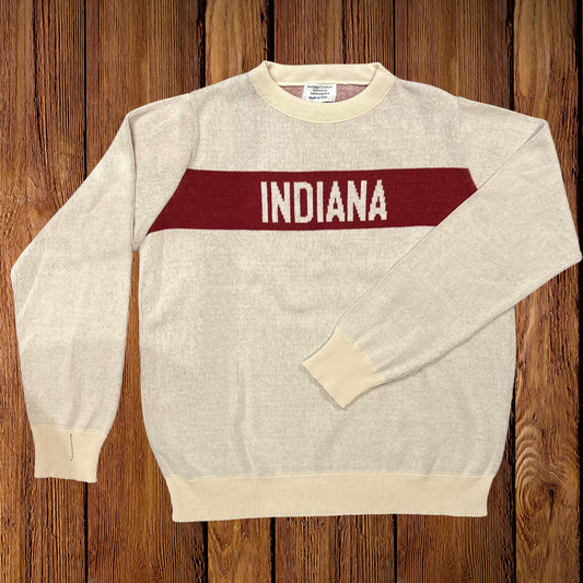 Hometown Classic Crew Sweater Natural/Crimson Indiana