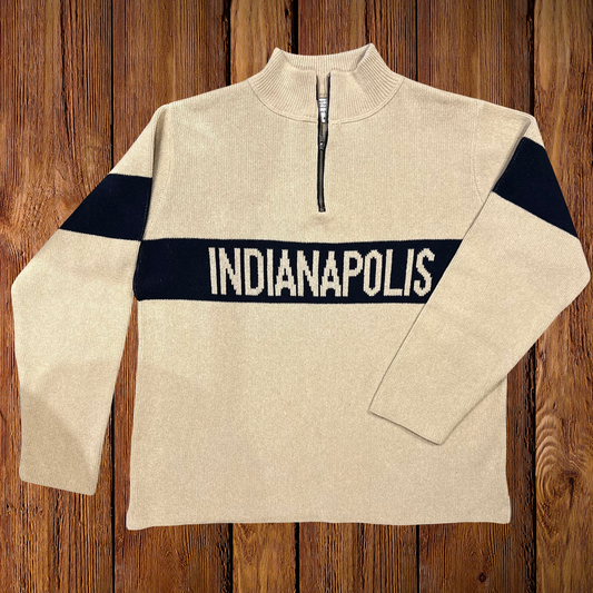 Hometown 1/4 Zip Camel/Navy Indianapolis