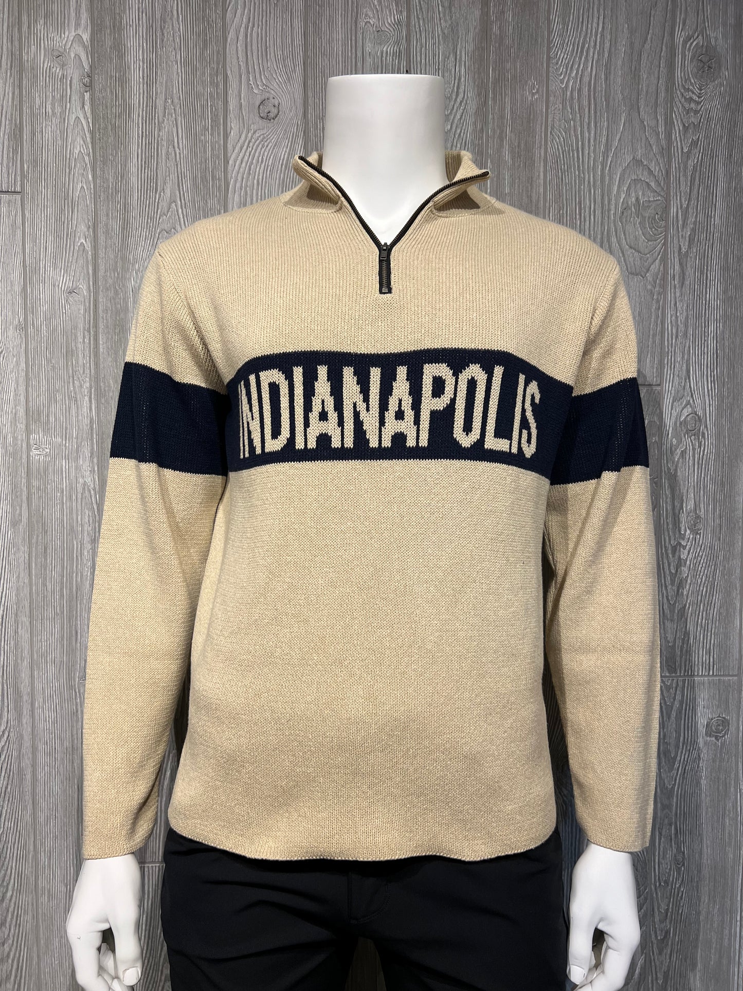 Hometown 1/4 Zip Camel/Navy Indianapolis
