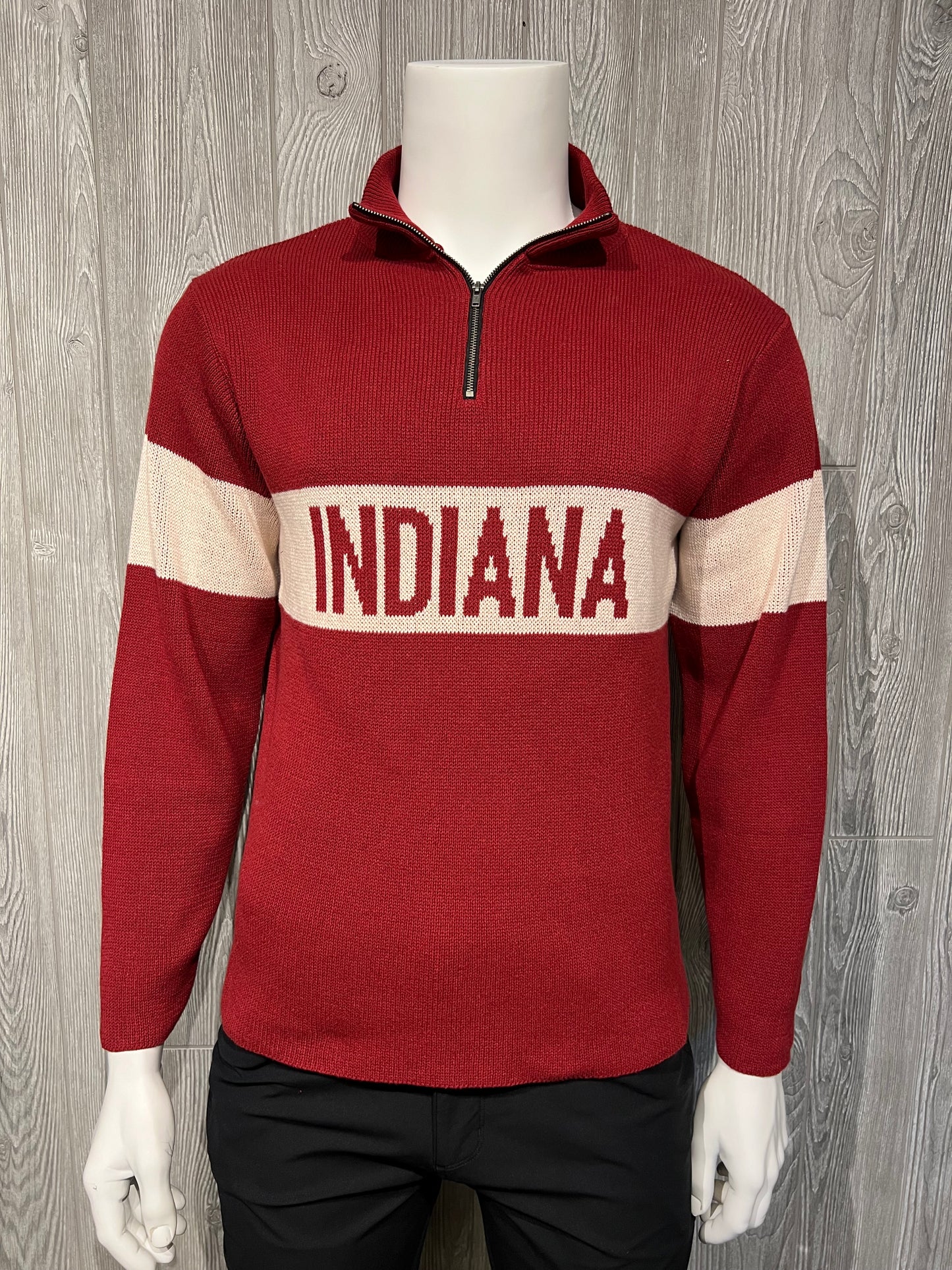 Hometown 1/4 Zip Crimson/Natural Indiana