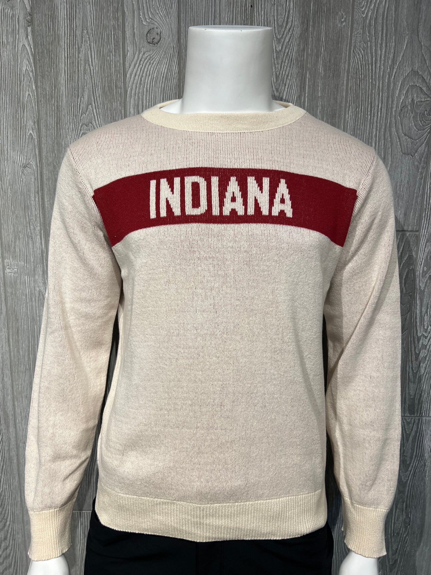 Hometown Classic Crew Sweater Natural/Crimson Indiana