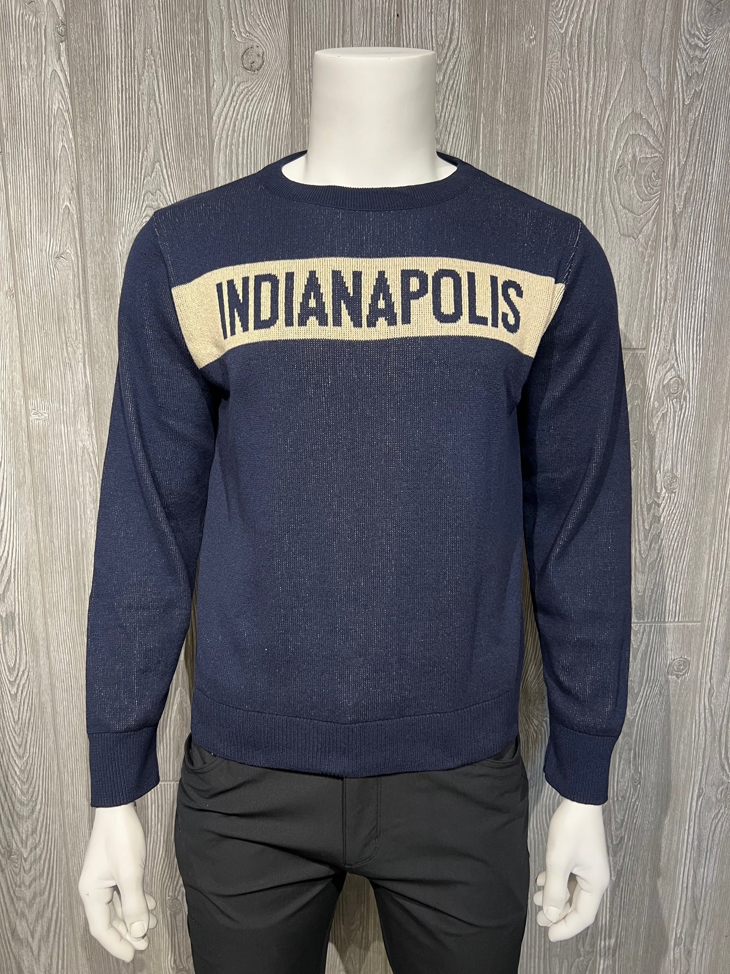 Hometown Classic Crew Sweater Navy/Camel Indianapolis