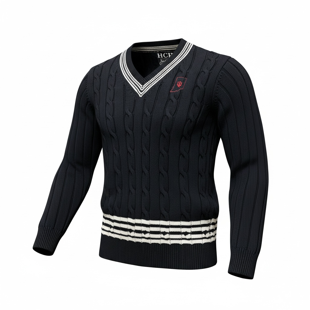 HCH-IN-IU Black V-Neck Embroidered Sweater