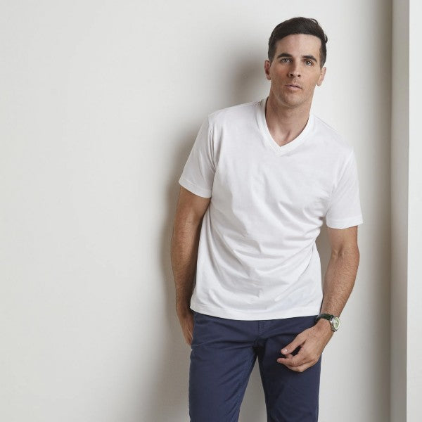 Left Coast V Neck Tee White