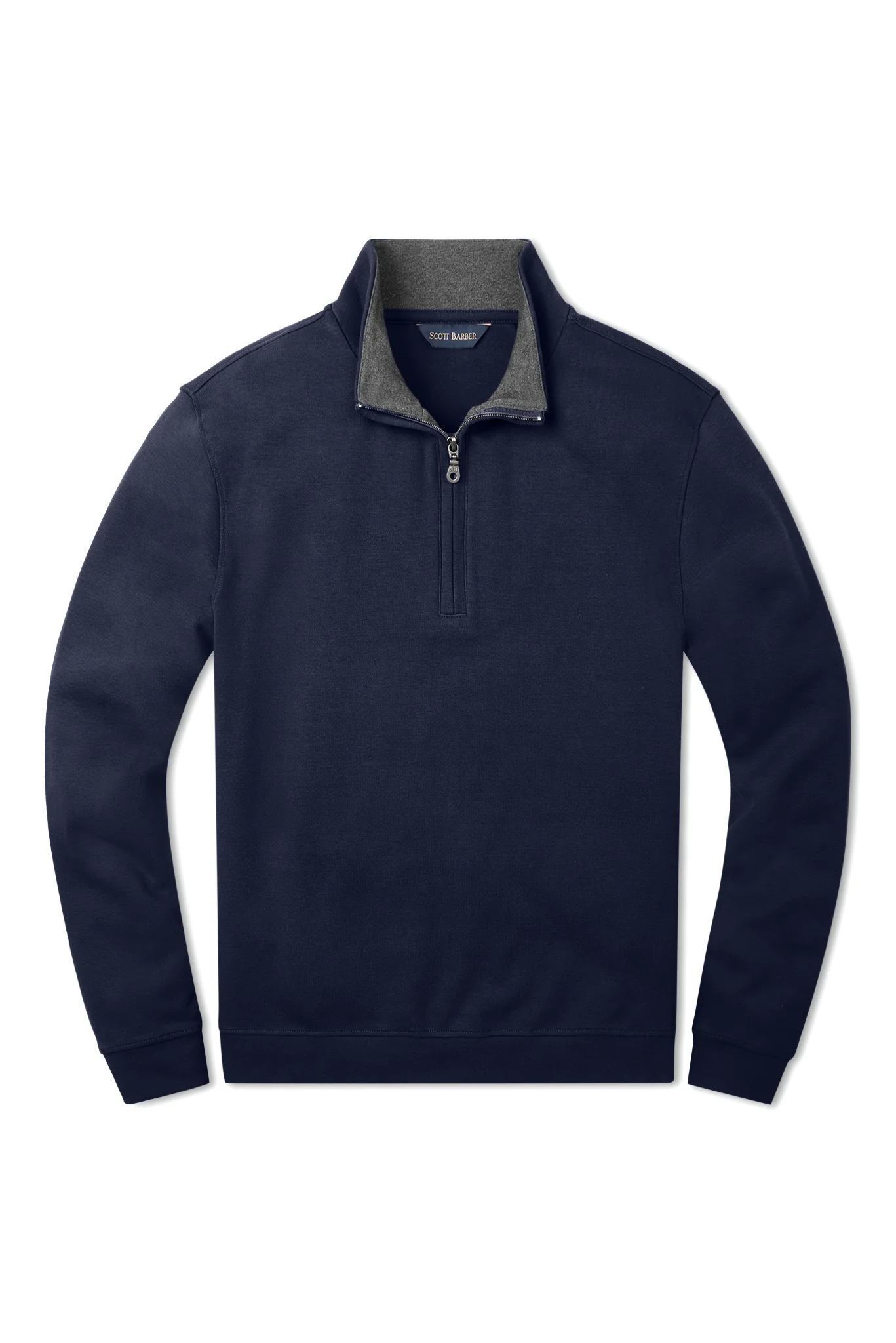 Scott Barber Pima Interlock Zip Mock Neck Midnight