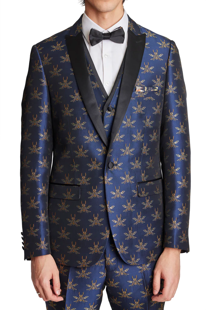 Paisley & Gray Navy Bees Tux Jacket