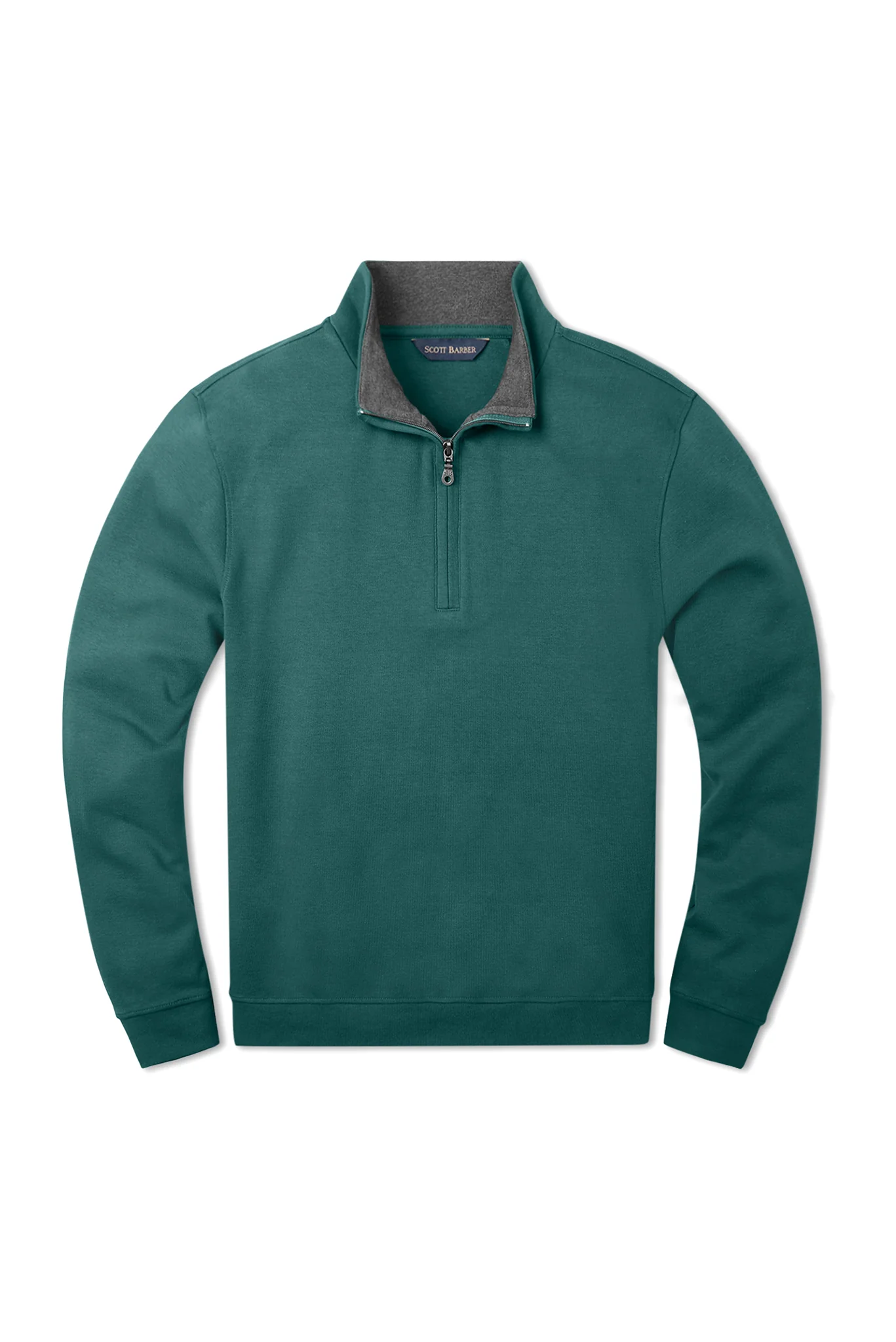 Scott Barber Pima Interlock Zip Mock Neck Pine