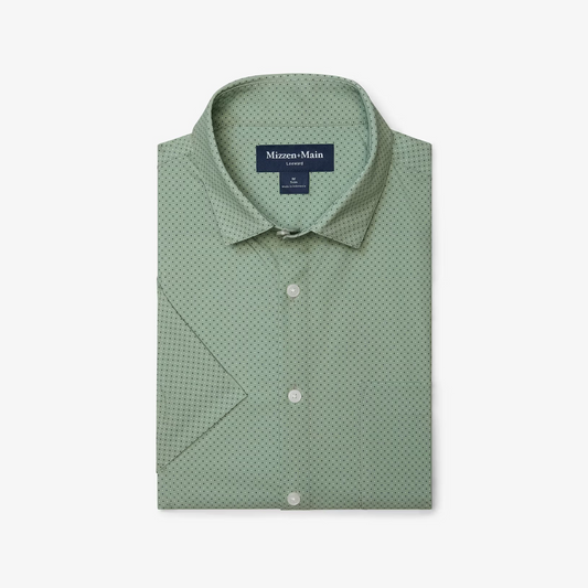 Mizzen + Main S25-7 Short Sleeve Pale Green Dual Dots