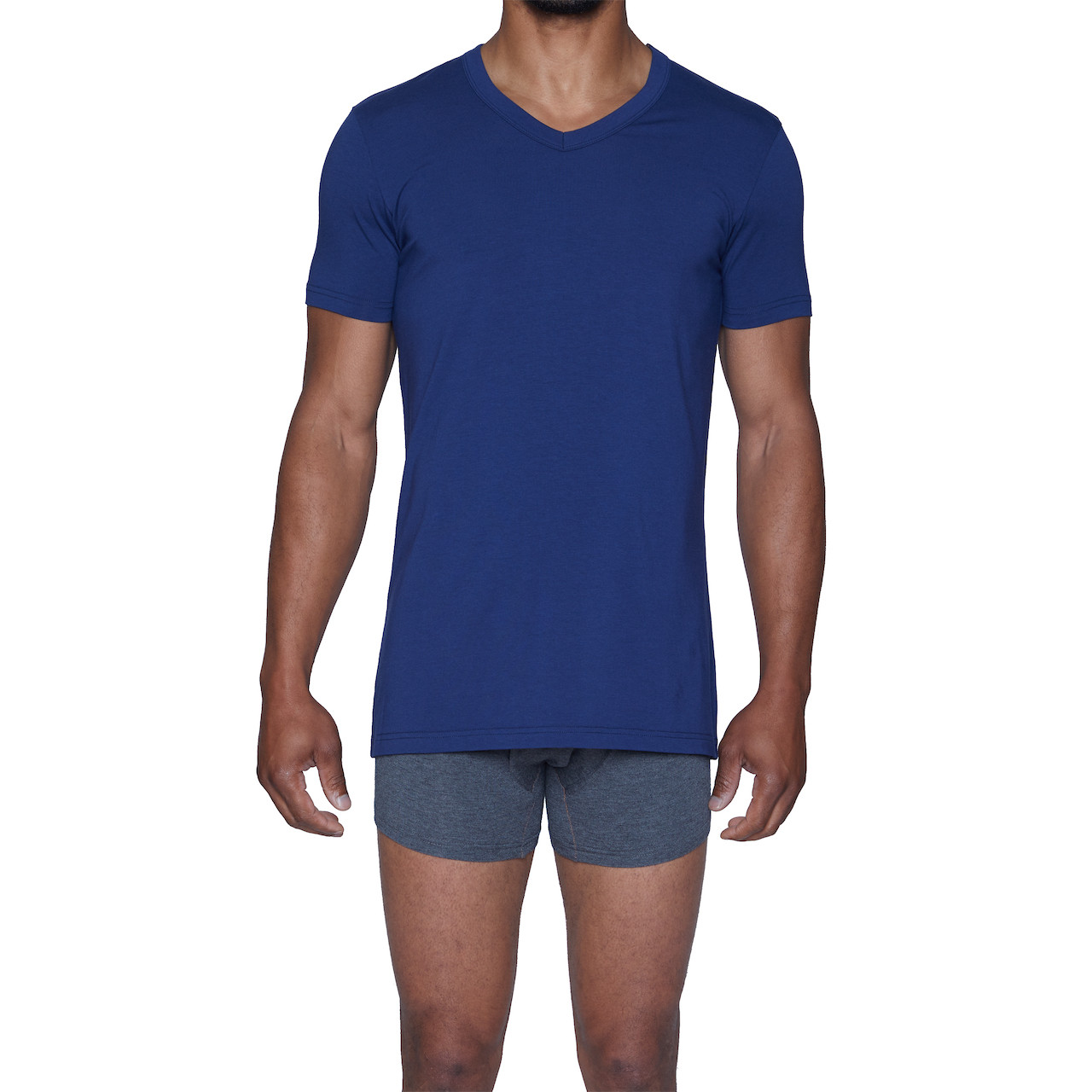 Wood Undershirt V Neck Space Blue