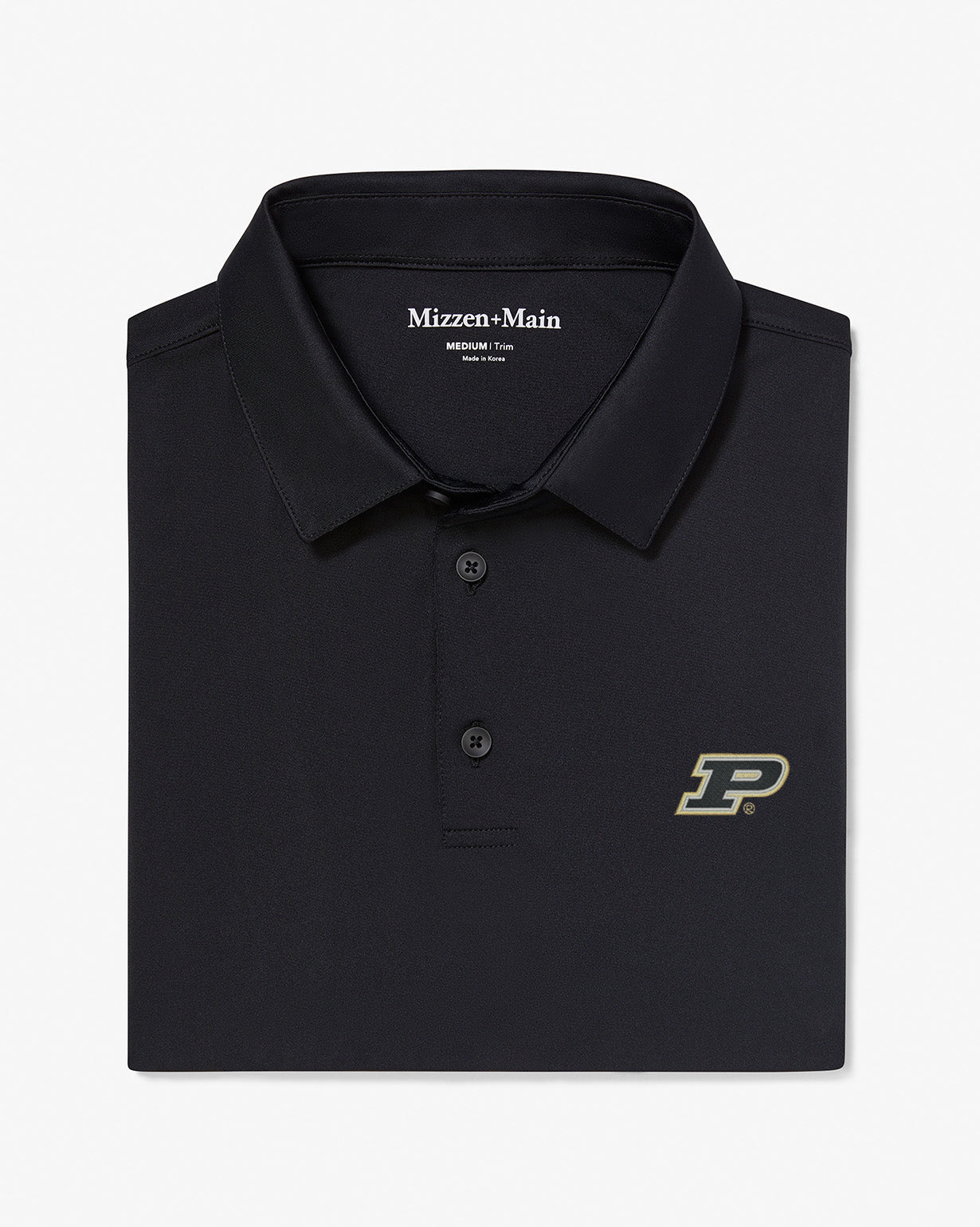 Mizzen + Main Polo Versa Solid Black Purdue