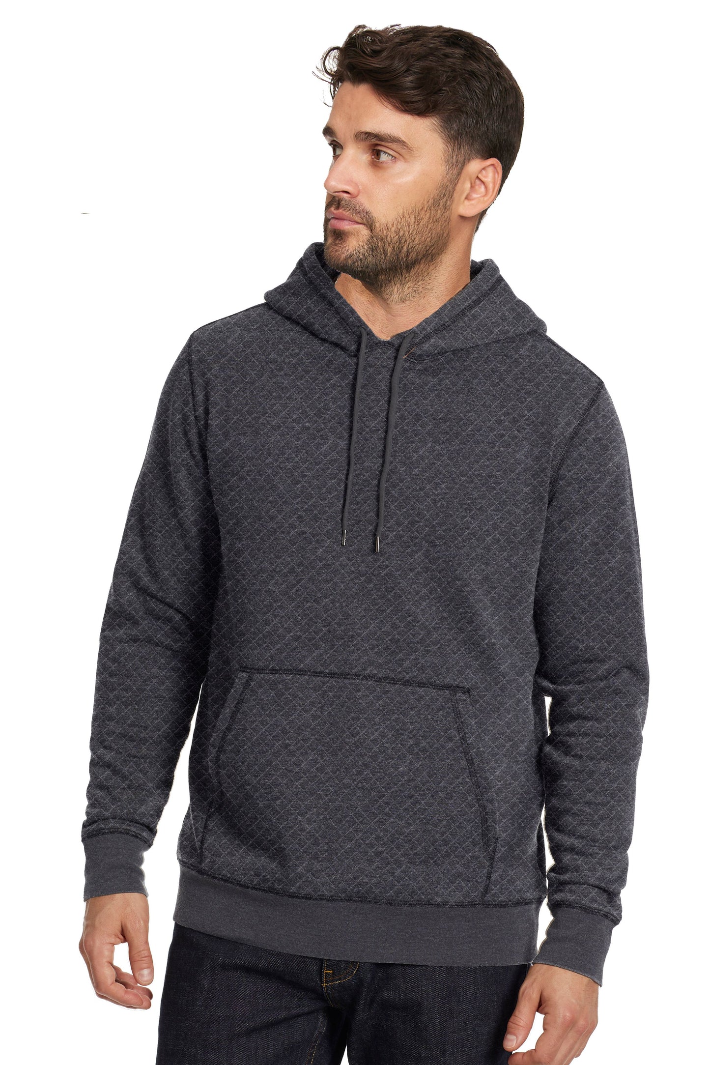 Flag and Anthem Quilted Hoodie Charcoal