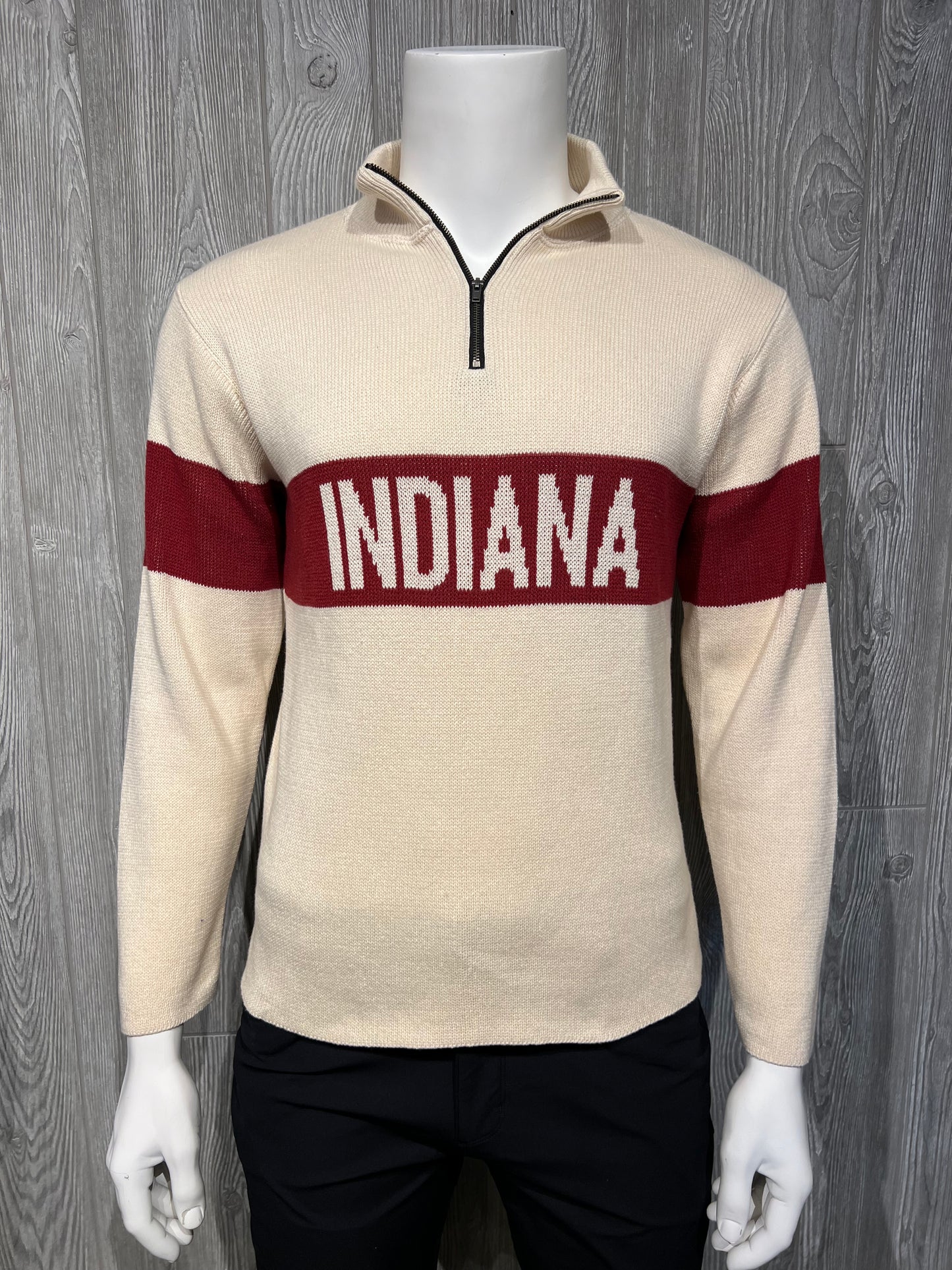 Hometown 1/4 Zip Natural/Crimson Indiana