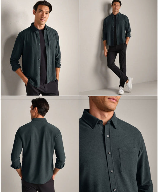 Rhone Long Sleeve "WFH" Shirt Pine Grey