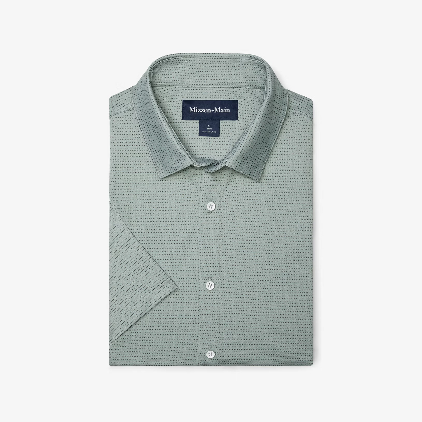 Mizzen + Main S25-7 Short Sleeve Pale Green Dot Stripe