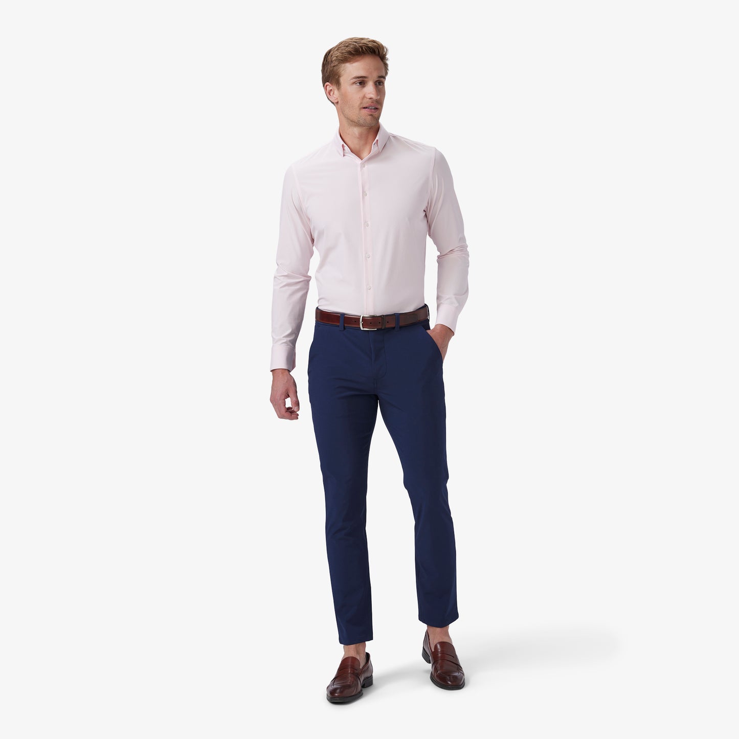 Mizzen + Main Long Sleeve Solid Pink Shirt