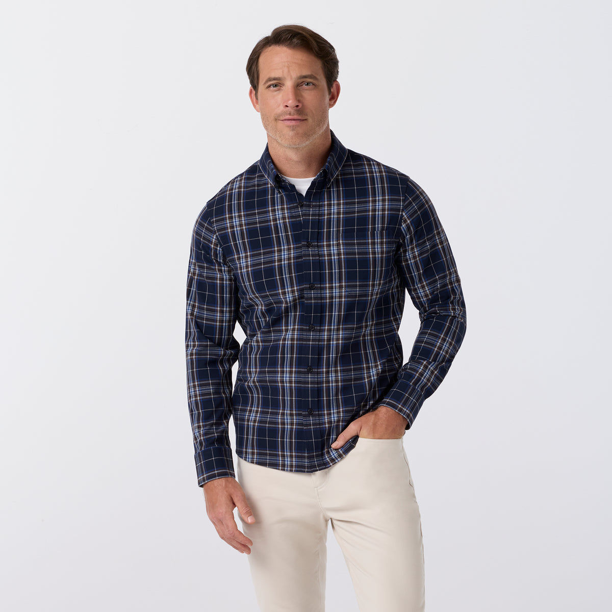 Mizzen + Main F26 City Flannel Navy Plaid