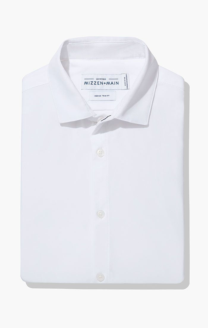 Mizzen + Main Long Sleeve Solid White Shirt