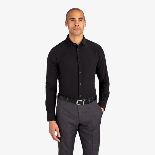 Mizzen + Main Long Sleeve Solid Black Shirt