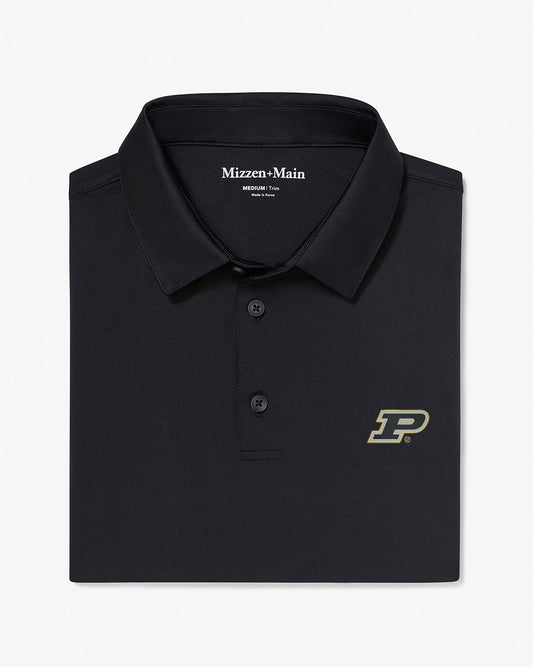 Mizzen + Main Polo Versa Solid Black Purdue