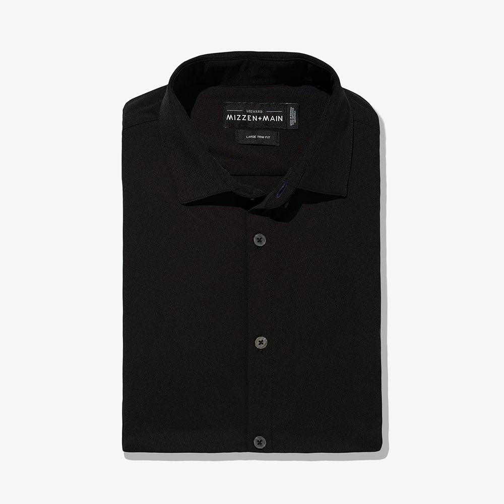 Mizzen + Main Long Sleeve Solid Black Shirt